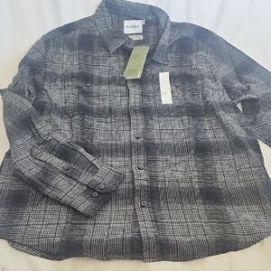 Goodfellow & Co Black and Gray Plaid Casual Shirt